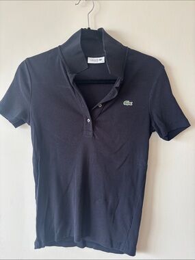Lacoste Men’s Black Polo with Green Crocodile Logo